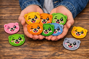 <b>Cute</b> Winking Teddy <b>Bear</b> Embroidered Patch Iron On Sew On Badge for Clothing Bags Caps 10 Colors Available - Product Image 2