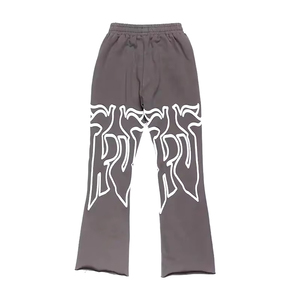 <b>Wholesale</b> High Quality 100% Cotton French Terry <b>Flared</b> <b>Sweatpants</b> Custom Logo Raw Hem Loose Fit Flare Joggers Streetwear Pants - Product Image 3