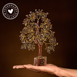Árbol de la Vida de Cristal de Ojo de Tigre al por Mayor con Alambre Dorado, Piedras Curativas de Gemas, Árbol de Cristal para Decoración del Hogar - Product Image 2
