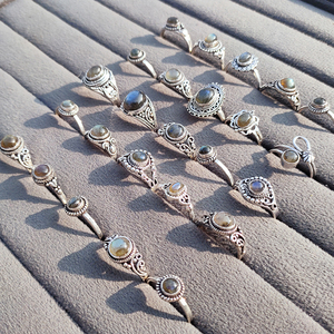 Bohemia <b>Labradorite</b> Gemstone Statement <b>Rings</b> Brass Silver Plated Handmade Womens Jewelry by JewelryTownIN for Wedding - Product Image 4