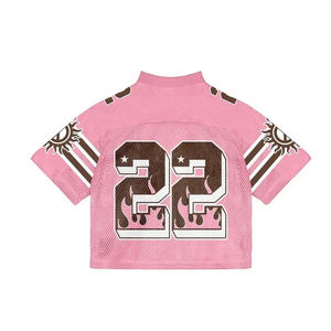 เสื้อยืดกีฬาสไตล์เรโทรปรับแต่งได้สำหรับผู้ชาย เสื้อฟุตบอลทรงบ็อกซี่ไซส์ใหญ่พิเศษสำหรับผู้ชาย พร้อมเสื้อยืดครอปตาข่ายหลวมๆ สำหรับฟุตบอล - Product Image 3