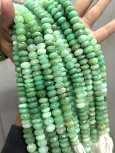 Perles facettées rondes en chrysoprase verte naturelle de 10-14 mm, grandes perles de pierres précieuses, brins de 14 pouces pour la fabrication de bijoux, prix de gros - Product Image 4