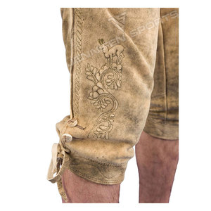 Lederhosen pour hommes, longueur genou, style bavarois traditionnel allemand, en cuir de vachette suédé, pour la danse des garçons, Oktoberfest 2026 - Product Image 4