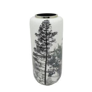 Vase décoratif en métal blanc de qualité supérieure avec motif d'arbre pour arrangement floral et décoration intérieure - Product Image 1