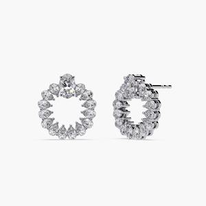 Boucles d'oreilles de luxe en or blanc 14 carats avec diamants ovales et en forme de poire cultivés en laboratoire, 1,35 ct, cadeau de mariage ou d'anniversaire pour femme - Product Image 3