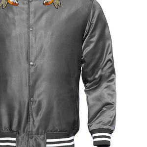<b>Mens</b> Glossy Satin Bomber <b>Jacket</b> <b>Lightweight</b> Casual Streetwear Button Front Ribbed Cuff Soft Shine Fashion Outerwear - Product Image 3
