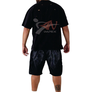 Camiseta holgada para hombre con efecto desgastado, nueva llegada, a la moda, con hombros caídos, estilo vintage, 100% algodón, camiseta para hombre con efecto desgastado. - Product Image 3