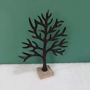 Modern Artisan Design Aluminum/Wood <b>Christmas</b> <b>Tree</b> Tabletop Sculpture Factory Decorative Ornament Wooden <b>Base</b> Holiday Home - Product Image 5