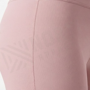 High Waist Cropped <b>Leggings</b> Solid <b>Pink</b> Stretchy Breathable Knitted Sporty <b>Women's</b> Seamless Yoga Pants - Product Image 5
