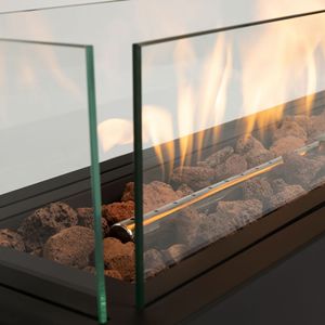 Brasero portable d'extérieur de 28 pouces avec raccordement rapide au gaz propane, protection contre le vent en verre et pierres de lave - pour les divertissements en plein air - Product Image 6