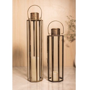 Antique Bronze Metal <b>Lantern</b> Outdoor Decorative Glass Candle Holder Vintage Iron <b>Lantern</b> for Wedding Party Garden Patio Decor - Product Image 4