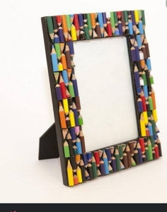 Handmade Inlay Wood <b>Black</b> White Chevron Pattern Rectangular Photo <b>Frame</b> Tabletop Display Horizontal Orientation - Product Image 3