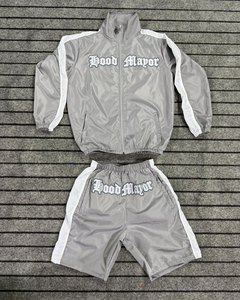 Custom <b>Men's</b> Plus Size Nylon Windbreaker <b>Jacket</b> and Shorts Set Full Zip Lightweight Water Resistant Tracksuit - Product Image 5