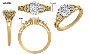 Anillo de compromiso de estilo vintage con moissanita de corte ovalado de 1 quilate, joyería de diamantes, anillo de oro amarillo macizo de 14k para mujer - Product Image 6