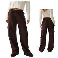 Pantalon cargo décontracté pour femme, taille mi-haute, coupe droite, écologique, imperméable, avec poches, en molleton, idéal pour l'hiver, personnalisable
