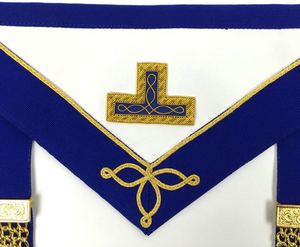 Masonic Regalia Craft Provincial <b>Apron</b> <b>White</b> & Royal Blue Border with Golden Chain Tassels OEM Service - Product Image 3