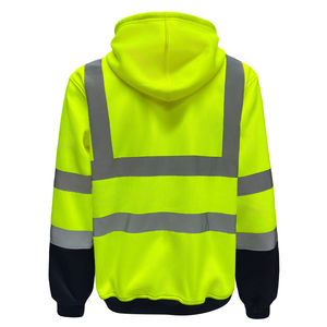 Sweat à capuche de sécurité personnalisable unisexe haute visibilité, classe 1, imperméable, respirant, avec empiècements, doublure polaire, fermeture éclair - Product Image 2