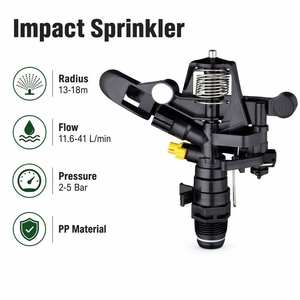 Arroseur à impact automatique en plastique M de 3/4 po pour équipement d'arrosage, idéal pour l'aménagement paysager et les systèmes d'irrigation agricole 180° ° - Product Image 1