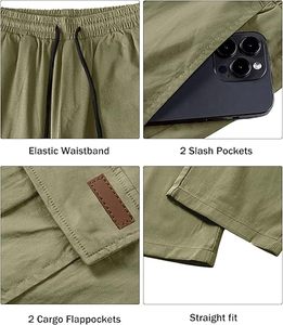 Customized <b>Men</b> Casual Hiking <b>Cargo</b> Pants Waterproof Quick Dry <b>Lightweight</b> Travel <b>Trousers</b> <b>Cargo</b> Pants With Drawstring Closure - Product Image 2