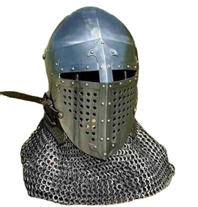 Casco de Caballero Medieval Antiguo con Cota de Malla de Acero Suave, Armadura Hecha a Mano, Correa de Cuero Ajustable, para Fiestas de Recreación Histórica - Product Image 4