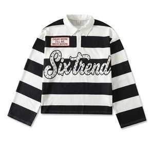 Camiseta de Rugby de Manga Corta para Hombre, Personalizada con Etiqueta Privada, al por Mayor, Estilo Retro, Holgada, Tejida, Antiarrugas, 100% Algodón - Product Image 1