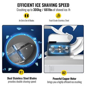 Macchina Elettrica Commerciale per Coni di Neve 110V, 440LBS/H, Ghiaccio Tritato, 300W, Doppie Lame, Approvata ETL per Hotel - Product Image 3