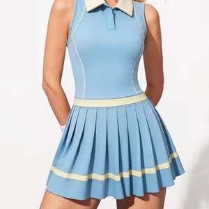 Vestido de Tenis para Mujer, Sin Mangas, con Cuello Polo, Plisado, Estilo Dulce y Fresco, Vestido Deportivo - Product Image 3
