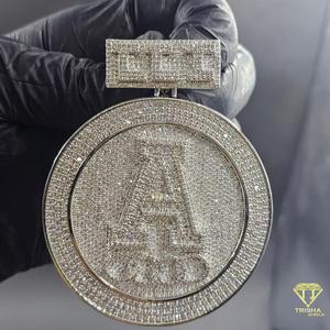 Premium <b>Initial</b> A Pendant <b>Necklace</b> in 925 Sterling <b>Silver</b> with Iced Out Moissanite Diamond Design - Product Image 5