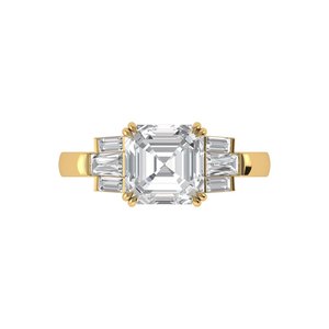 <b>Emerald</b> Cut Lab Grown Diamond <b>Ring</b> 925 <b>Silver</b> 9kt, 14kt, 18kt Gold Diamond <b>Rings</b> for Women's Engagement <b>Ring</b> - Product Image 4