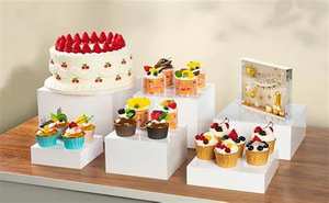 2025 Factory Direct White Acrylic Bakery Display Riser Multi-Purpose <b>Stand</b> for Pastries, Cakes, and Dessert Presentation at Shop - Product Image 5