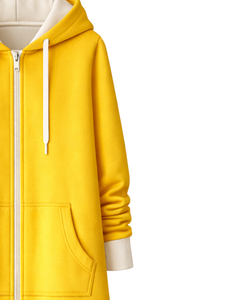 Sudadera con capucha y cremallera personalizada para mujer, color amarillo, forro polar de invierno, fabricante personalizado, ropa casual urbana al por mayor - Product Image 5