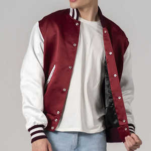 Modern Varsity Jacket Wool Blend Fabric Contrast Sleeves Snap Closure Rib Knit Trim Custom Logo School Sportswear Varsity Jacket - Product Image 1