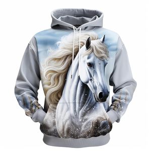 Sudadera con Capucha con Estampado de Caballo, Unisex, Informal, de Invierno, Tejida, con Bolsillo, Corte Holgado, Diseño de Impresión Digital 3D, Estilo Harajuku - Product Image 4