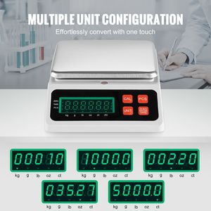 Bilancia Contapezzi Industriale Digitale 10 kg x 0,1 g per Monete e Componenti, Bilancia Elettronica con Funzione Tara 40 kg, Unità G/Kg/Lb/Oz/Ct - Product Image 3