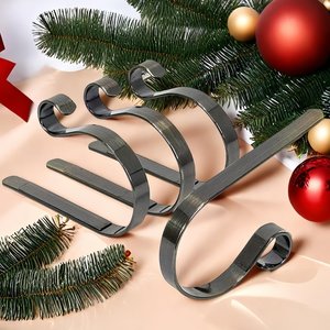 Iron Christmas <b>Stocking</b> <b>Holder</b> Set of 5: Fireplace Mantel Hooks feltsocks - Product Image 1