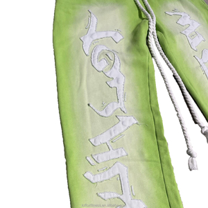 Pantalon large pour homme 100% coton imprimé sur mesure, style vintage délavé à l'acide, broderie et patchwork, coupe évasée, vente en gros - Product Image 6