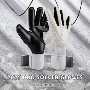 Gants de gardien de but WARPRO INDUSTRY en latex, respirants, antidérapants, à doigts entiers, fermeture à enfiler, pour hommes, blanc et noir - Product Image 6