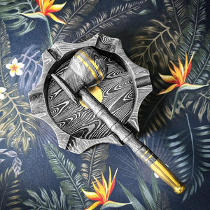Cendrier élégant à motif Damas, accessoire de fumeur en acier artisanal, cadeau idéal pour les fumeurs et les collectionneurs - Product Image 2