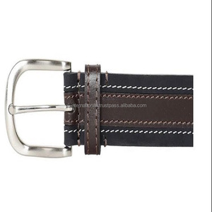 Cinturón informal de cuero de primera calidad hecho a mano, hebilla de latón sólido fuerte, color bronceado, hecho con remaches pesados - Product Image 1