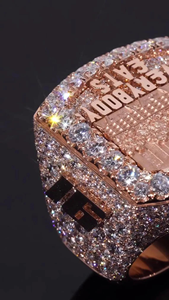 Everybody Eats <b>Statement</b> <b>Ring</b> Rose Gold Hip Hop Jewelry Iced Out Bling Luxury Cubic Zirconia Fashion <b>Ring</b> - Product Image 5