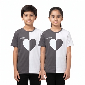 Unisex Kids Two Shade <b>Heart</b> Graphic Leisure Tops Crew Neck Short Sleeve <b>T</b> <b>Shirts</b> for Boys Girls Casual Wear Manufacturer Apparel - Product Image 1