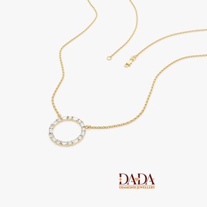 Collar con Colgante de Diamante Cultivado en Laboratorio para Mujer, Collar Redondo con Halo de Diamantes, Colgante Minimalista con Diamantes - Product Image 1