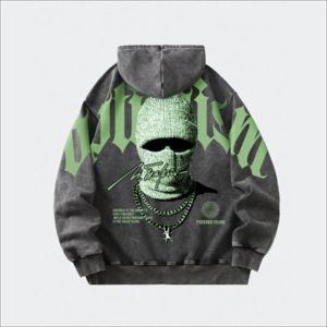 Sweat à capuche zippé en molleton épais tricoté pour homme, coupe oversize, avec logo personnalisé, style streetwear, automne, lacets, unisexe, ODM, vente en gros - Product Image 2