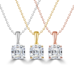 Colgante de Diamante Asscher Cultivado en Laboratorio con Certificación IGI en Oro, Oro Rosa, Oro Blanco o Plata, Color D-E-F, Claridad VVS-VS, con Cadena - Product Image 3