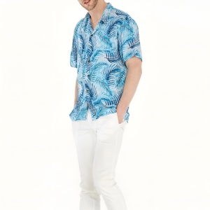 Chemises décontractées légères de haute qualité à imprimé hawaïen, en tissu tricoté respirant, style plage estival, coupe décontractée - Product Image 4