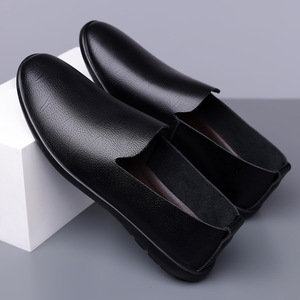 Mocassins pour hommes à bout rond, en PU, avec doublure en peluche et semelle en caoutchouc, chaussures décontractées - Product Image 6