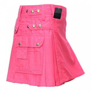 กระโปรงสก็อตสไตล์ปี 2026 สีชมพูสำหรับผู้หญิง แบบมีสายรัดสี่เส้นและกระเป๋าสามช่อง - Product Image 5