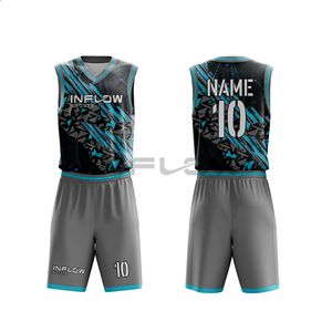 Ensemble de maillots de basket personnalisés Inflow Sports, sans manches, col en V, imprimé géométrique, évacuation de l'humidité, unisexe adulte, toutes saisons - Product Image 5
