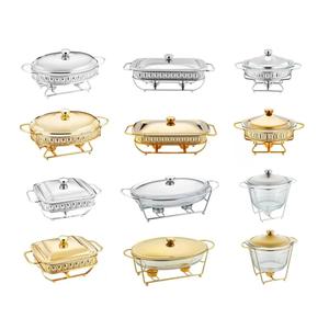 Plat de service rectangulaire de luxe en acier inoxydable doré avec couvercle suspendu, antiadhésif et compatible four, pour buffet et maintien au chaud des aliments en restauration hôtelière - Product Image 5