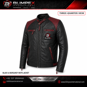 Veste en cuir de vachette sur mesure de haute qualité pour hommes, style streetwear, imperméable, pour l'hiver, teinte unie, fermeture éclair, OEM Blimpex - Product Image 2